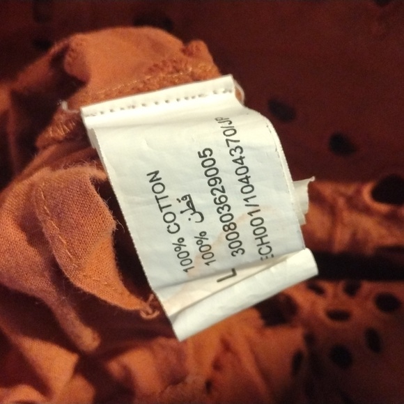 Nuon Rust Ruffled Crop Blouse with Mandarin Collar - Picture 4 of 4